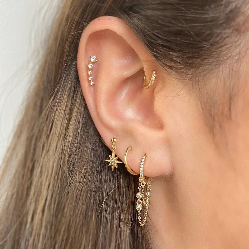 Skyla 18K Gold Celestial Earring Set