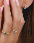 Beth Zirconia Stone 14K gold Hoop Earrings