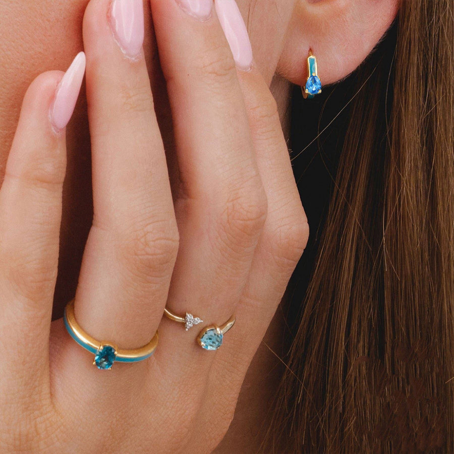 Beth Zirconia Stone 14K gold Hoop Earrings