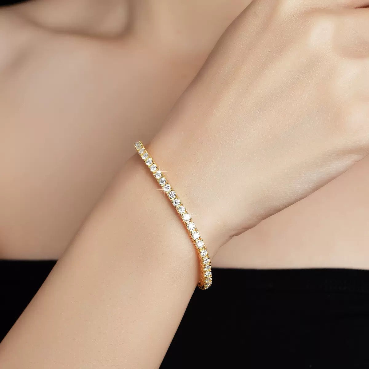 Luxury 14K Gold & Brass Tennis Bracelet – Timeless Bracelet