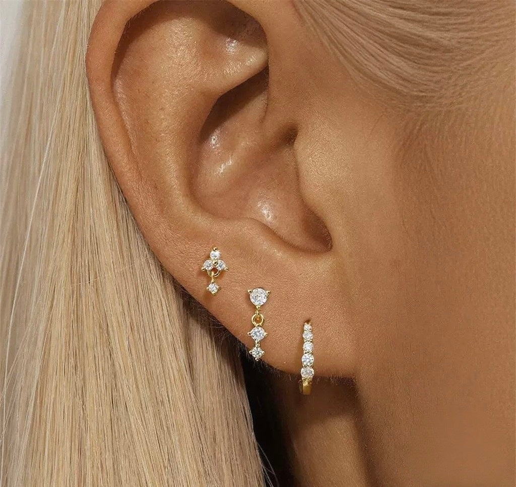 Elegant Gold Plated Stud Earrings Set