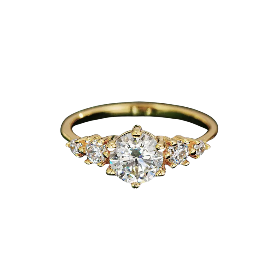 Moissanite Engagement Ring – Premium 1ct Brilliant Cut Solitaire Ring in 14K Gold