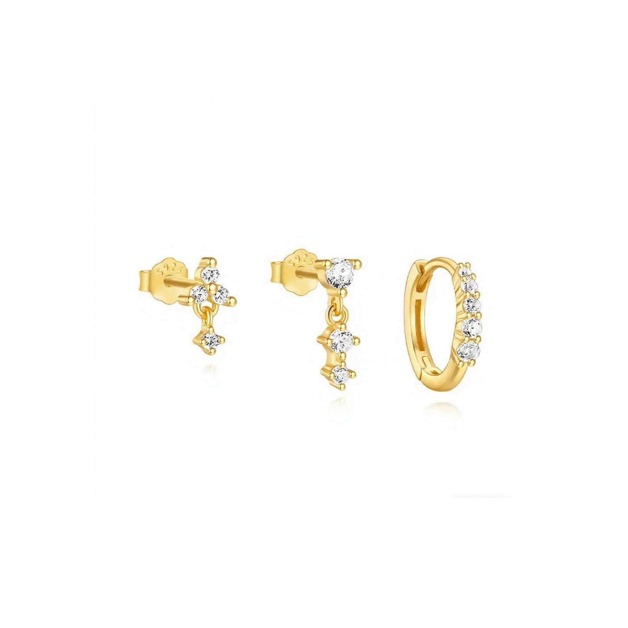 Elegant Gold Plated Stud Earrings Set