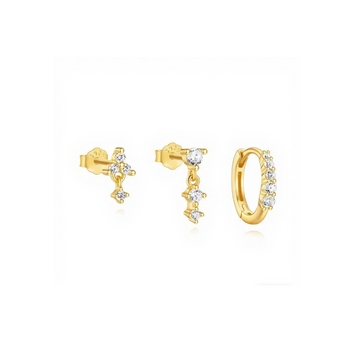 Elegant Gold Plated Stud Earrings Set
