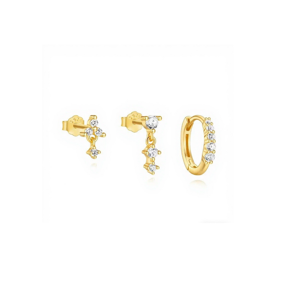 Elegant Gold Plated Stud Earrings Set