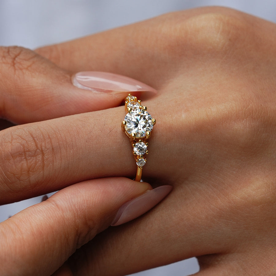Moissanite Engagement Ring – Premium 1ct Brilliant Cut Solitaire Ring in 14K Gold